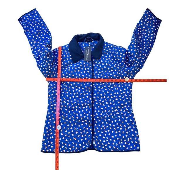 BNWT SIZE 14 WARDROBE Blue Multi ditsy bird Lightweight Padded Jacket coat - Picture 7 of 13